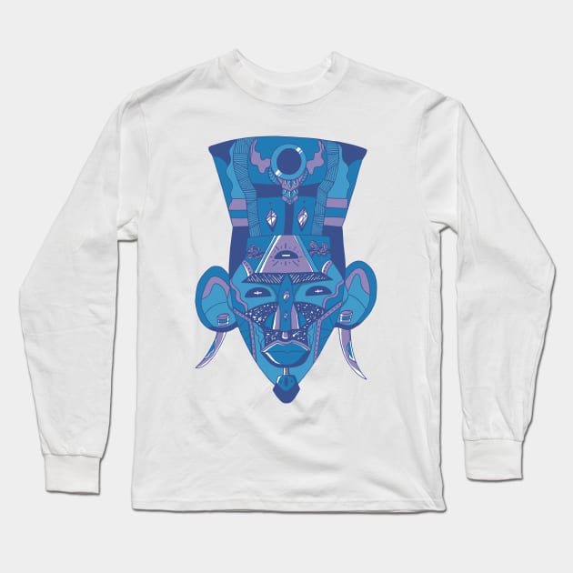 Mountain Blue African Mask 6 Long Sleeve T-Shirt by kenallouis